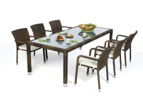 Rattan Esstisch Florida mixed brown