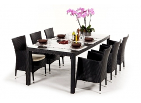 Rattan Tisch und Stühle Orchid Dining schwarz