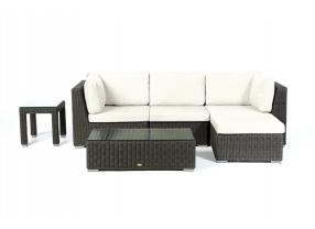Allegra 4er Rattan Lounge, Überzug Set beige