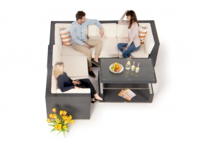 Gartenmöbel Crystel Lounge schwarz Rattantisch verstellbar