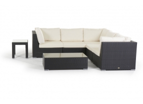 Rattan Lounge Palm Beach schwarz