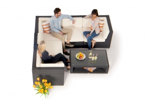 Gartenmöbel Crystel Lounge schwarz Rattantisch verstellbar