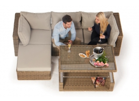 Rattan Gartentisch verstellbar oben, Lounge Thelma natural rund