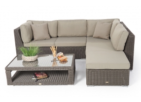 Rattanmöbel Zoey Lounge braun dicke Polster