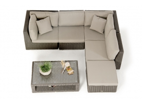 Rattanmöbel Zoey Lounge braun dicke Polster
