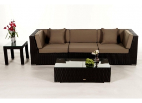 Rattan Lounge Gartenmöbel Sitzgruppe Las Lomas black