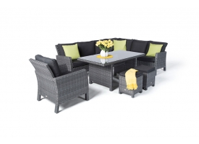 Lounge Dining Romeo Rattan Tisch Set mix grau