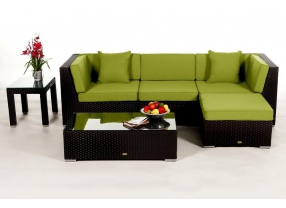 Rattan Lounge Gartenmöbel Sitzgruppe San Miguelito black