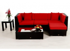 Rattan Lounge San Miguelito, Überzug red
