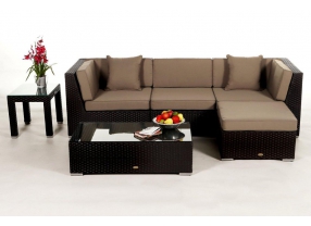 Rattan Lounge Gartenmöbel Sitzgruppe San Miguelito black