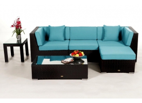 Rattan Lounge Gartenmöbel Sitzgruppe San Miguelito black