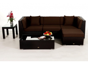 Rattan Lounge Gartenmöbel Sitzgruppe San Miguelito black