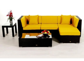 Rattan Lounge Gartenmöbel Sitzgruppe San Miguelito black