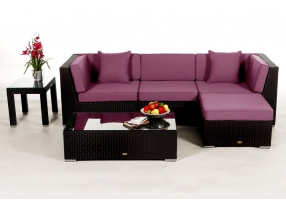 Rattan Lounge Gartenmöbel Sitzgruppe San Miguelito black