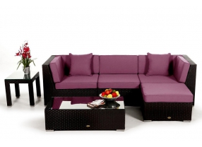 Rattan Lounge Gartenmöbel Polsterbezug San Miguelito lila