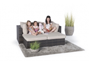 Rattan Lounge Santa Cruz braun mit verstellbarer Liege