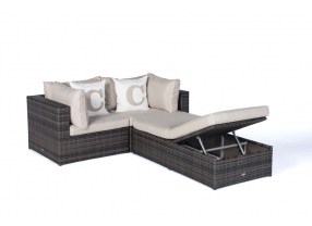 Rattan Lounge Santa Cruz braun mit verstellbarer Liege