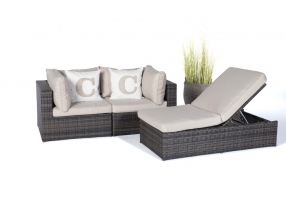 Rattan Lounge Santa Cruz braun mit verstellbarer Liege