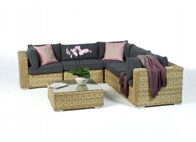 Rattan Lounge Square Sand Überzug dark grey