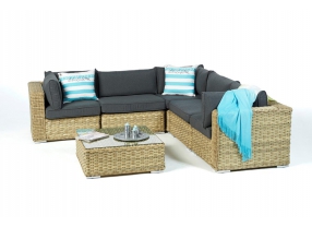 Rattan Lounge Square Sand Überzug dark grey