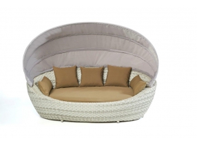 Rattan Liege Summerdream  Special grey white Polsterbezug Sand Brown