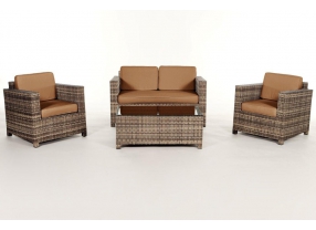 Gartenmöbel: Rattan Lounge Summertime, Überzug sand brown