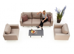 sunbrella stoff garten lounge salina sandbraun 5-sitzer