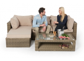 Rattan Gartentisch verstellbar oben, Lounge Thelma natural rund