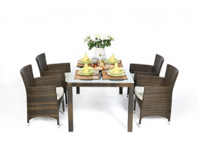 Rattan Garten Tisch Set Toscana Dining mixed brown