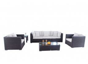 Trevor Rattan Lounge Sitzgruppe Loungepolster Bezug beige