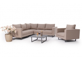 wetterfeste outdoor-lounge für den garten sandbraun