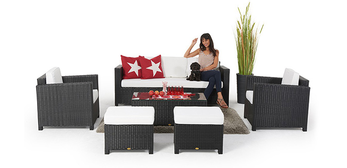 Diamond 3-seater rattan lounge set natural